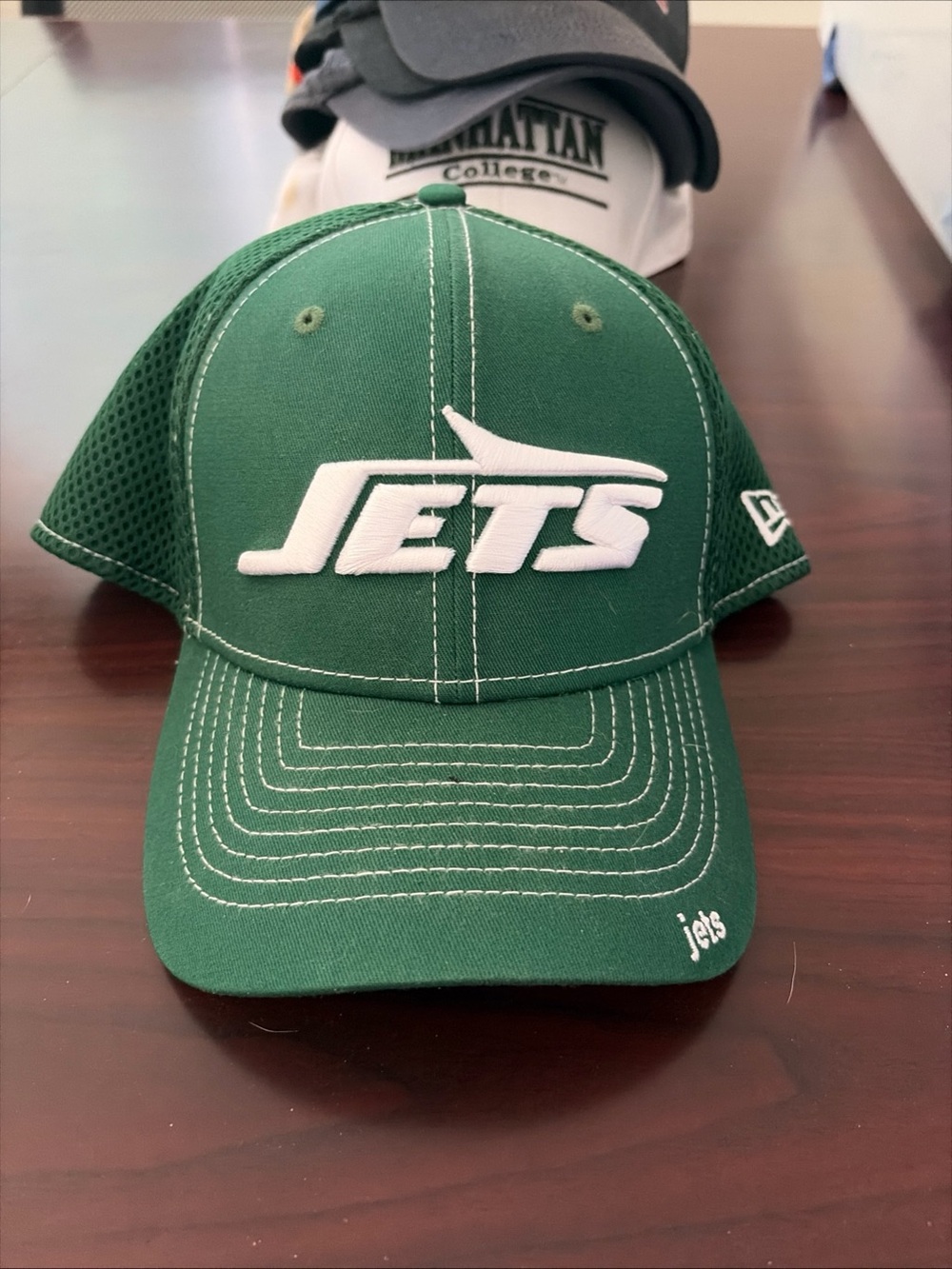New Era Green Mesh Back Jets Cap with White Logo